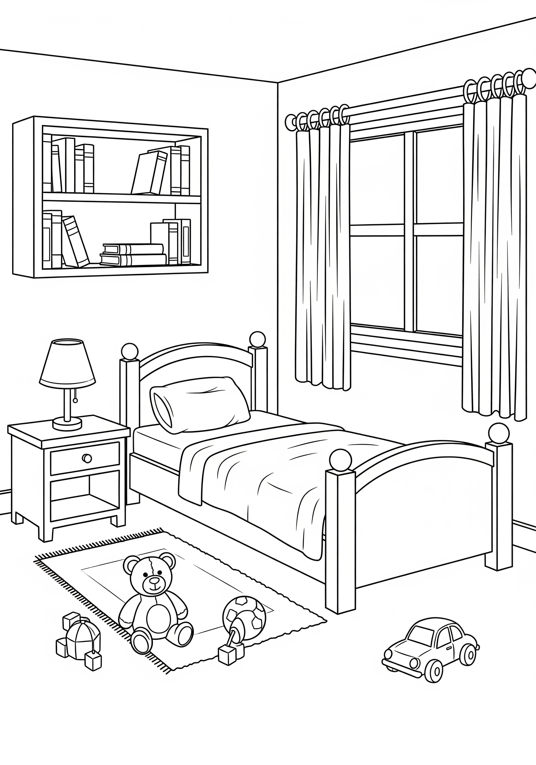 Children's bedroom with toys and furniture