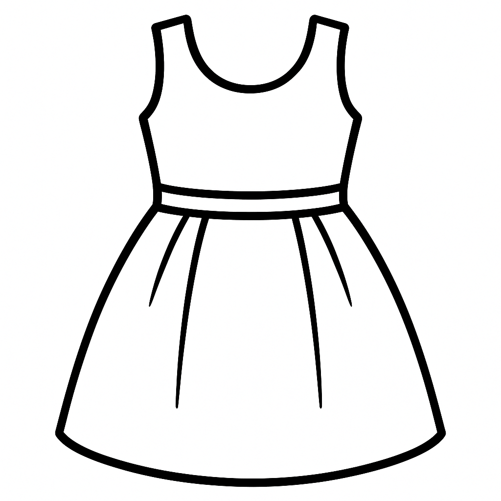 outline of a children's dress for coloring