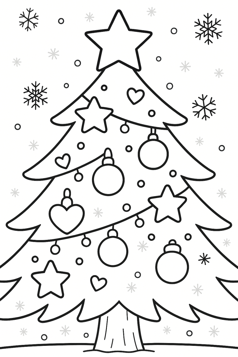 Christmas tree with ornaments and stars