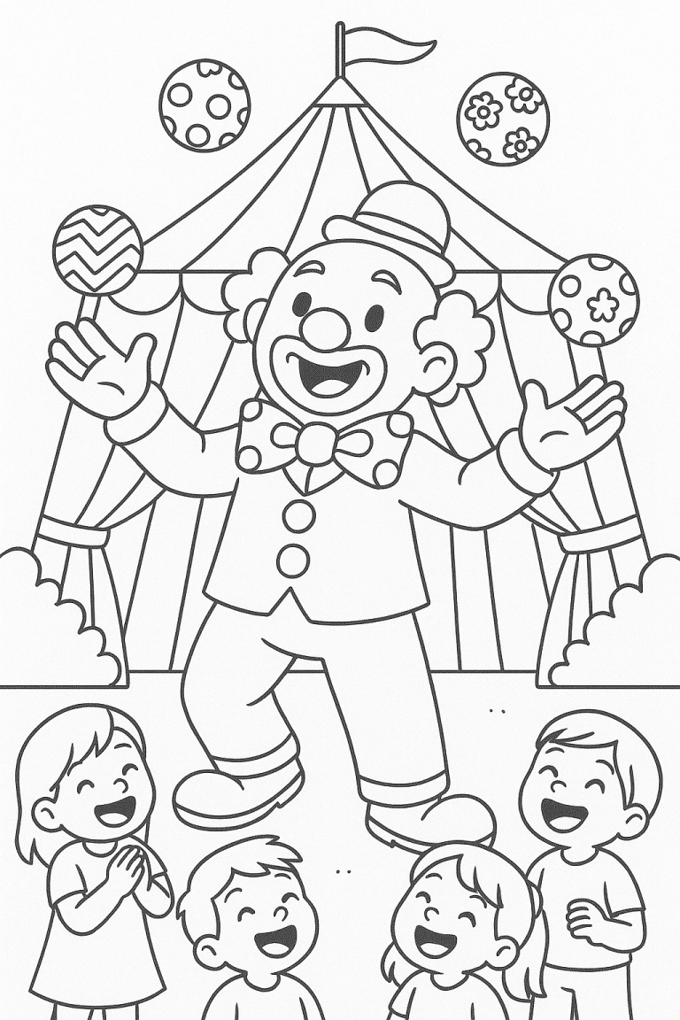 Clown entertaining children at the circus
