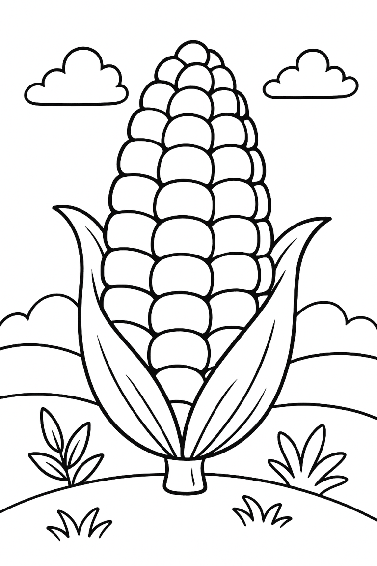 corn coloring page for kids