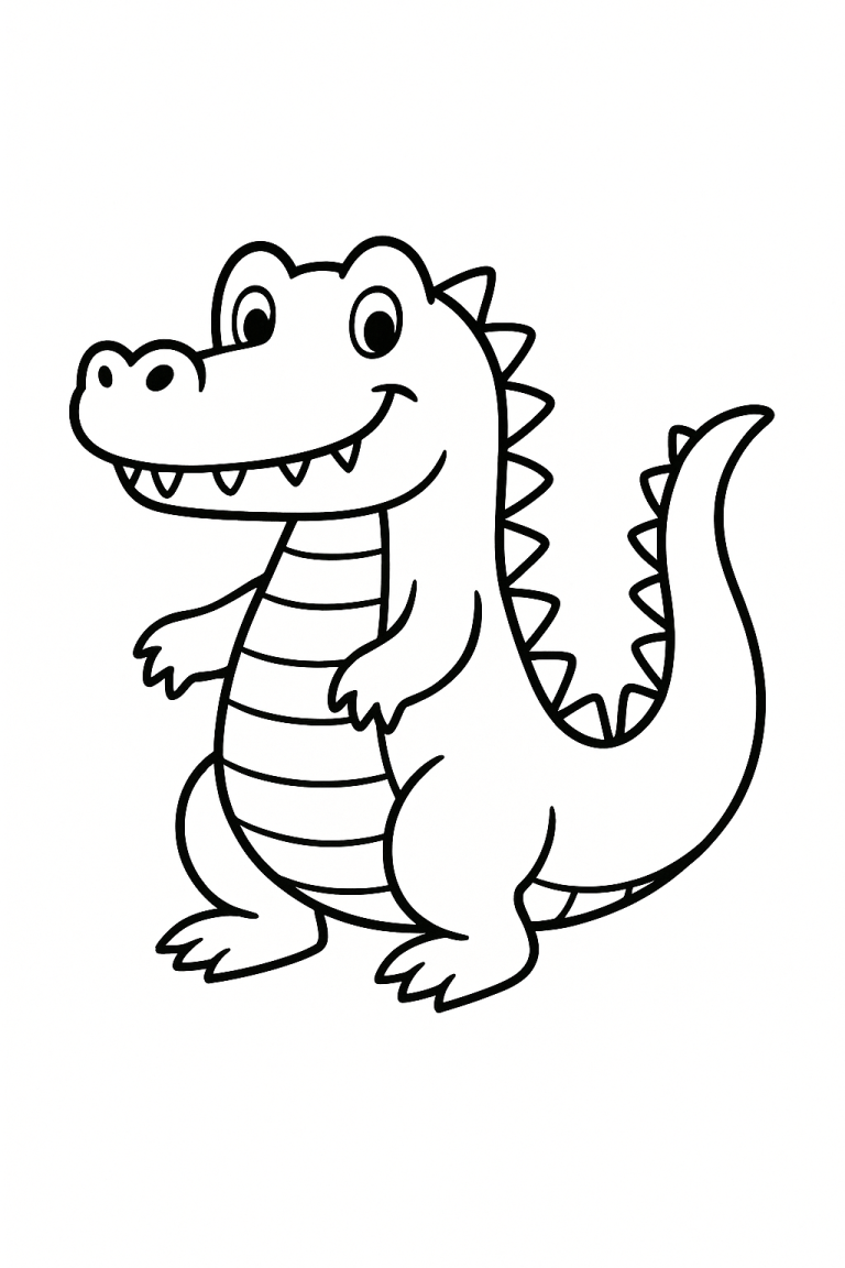 A cute crocodile coloring page for kids