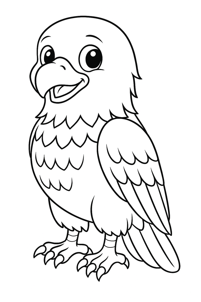 Cute baby bird line drawing for coloring