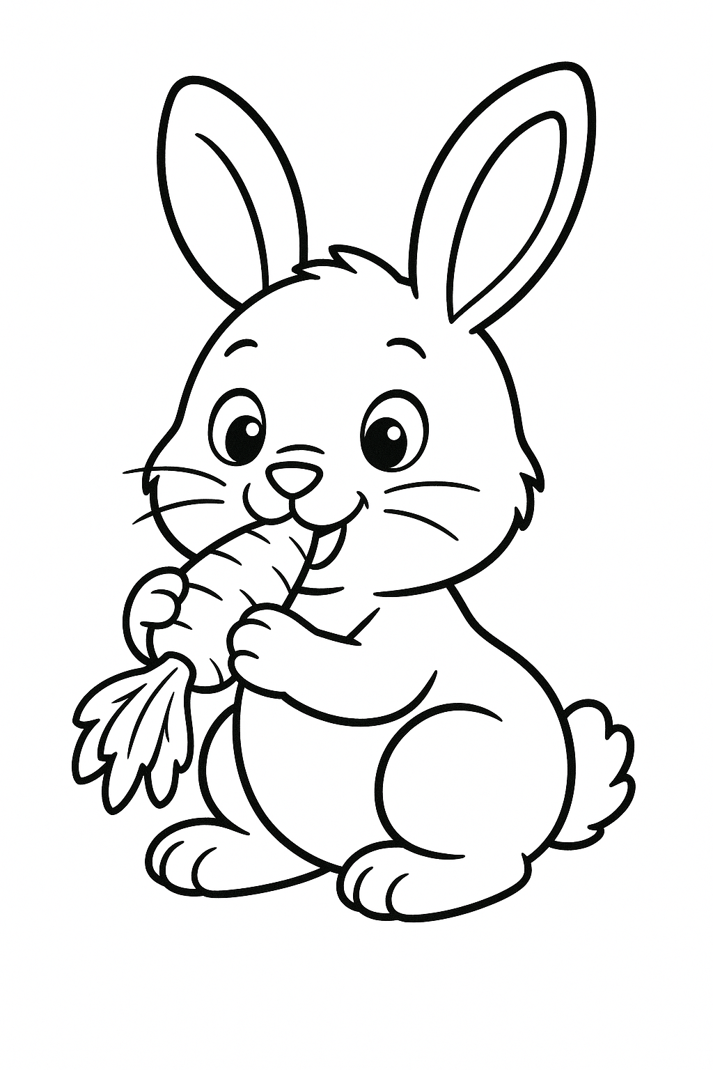 Cute bunny with a carrot coloring page