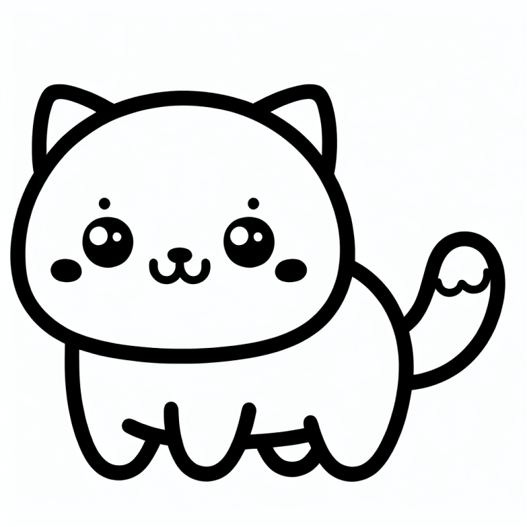 Cute cartoon cat coloring page