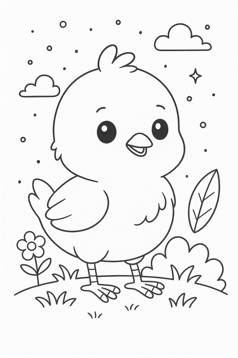 Cute chick illustration for coloring