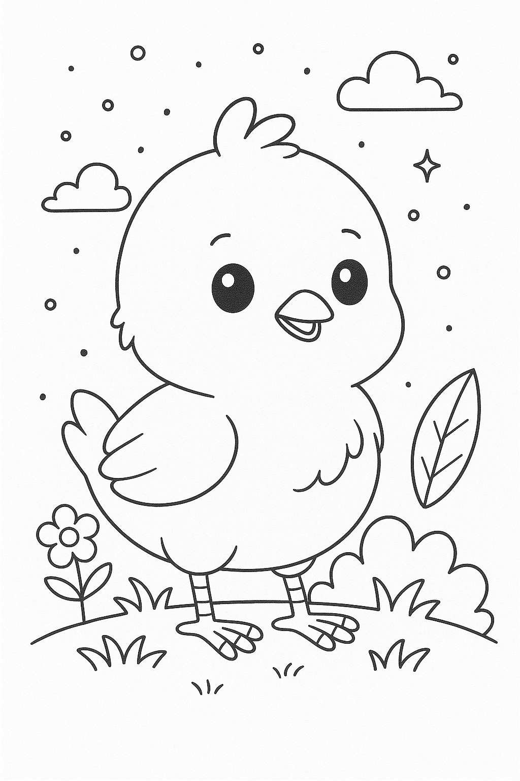 Cute chick illustration for coloring