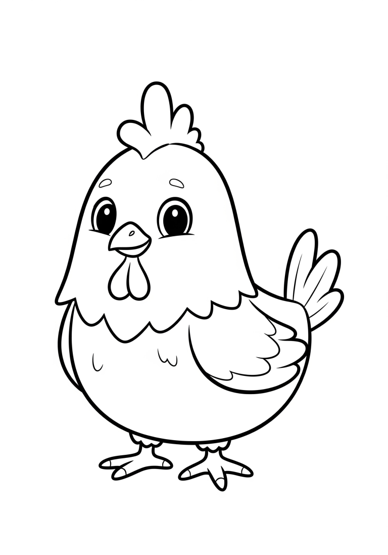 Cute chicken coloring page for children