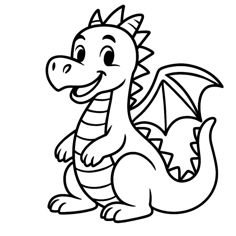 Cute dragon coloring page for kids