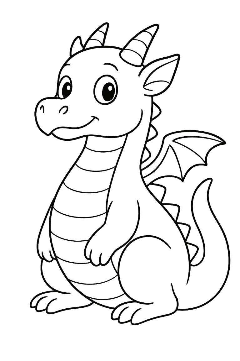 Cute dragon coloring page for kids