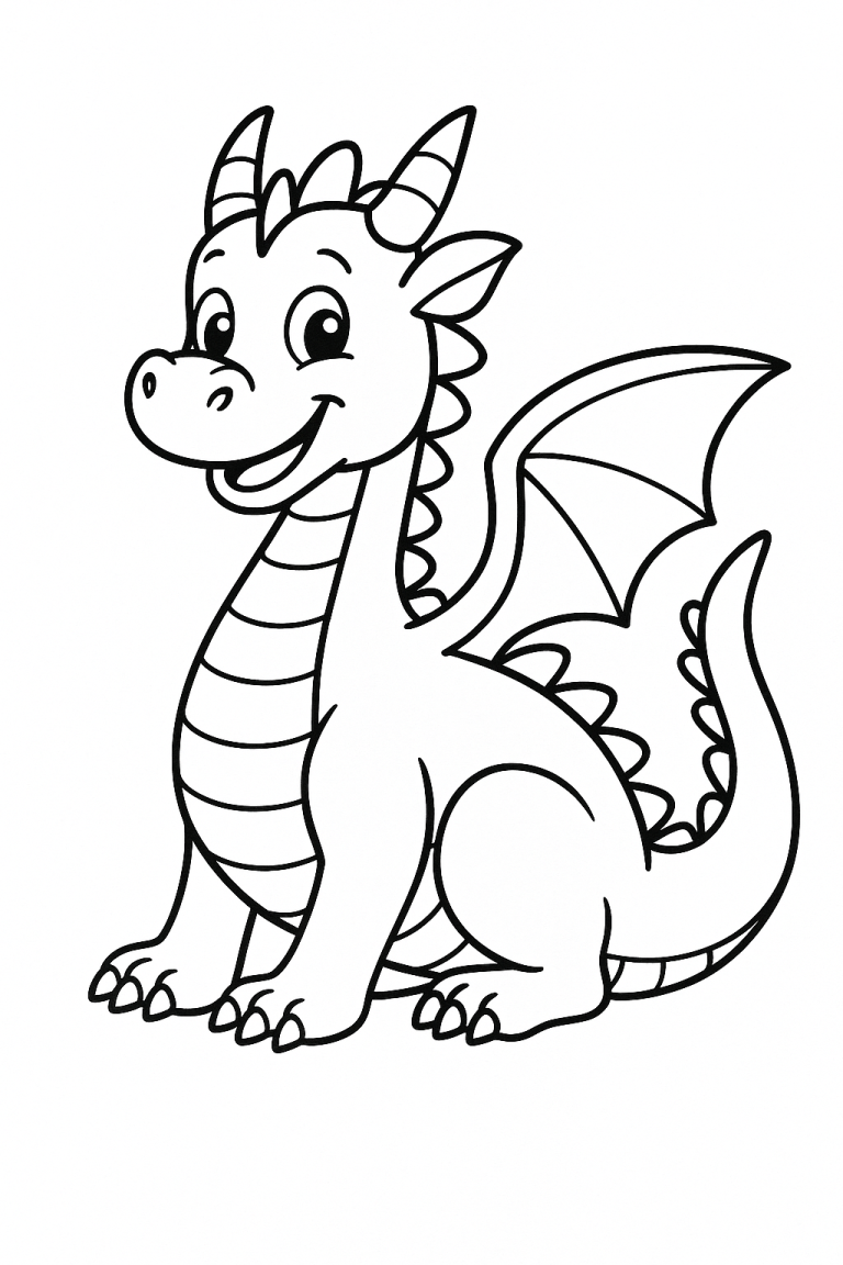 Cute dragon coloring page for children