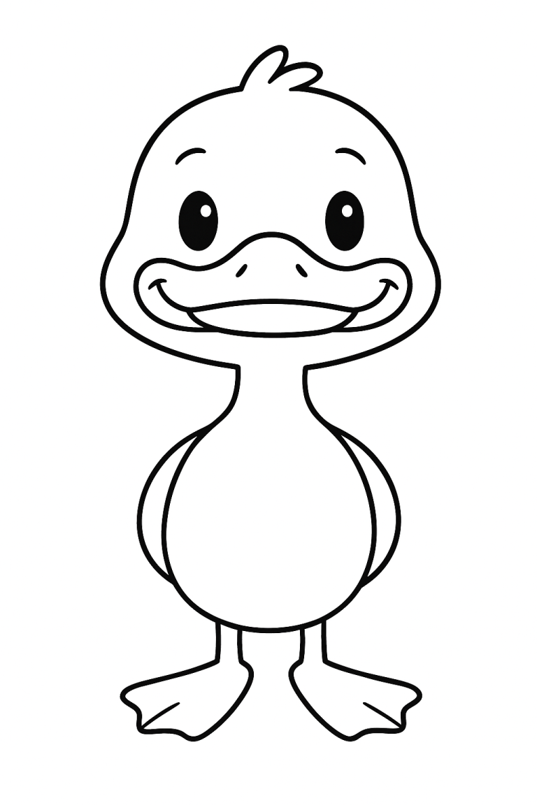 Outline of a cute duckling for coloring