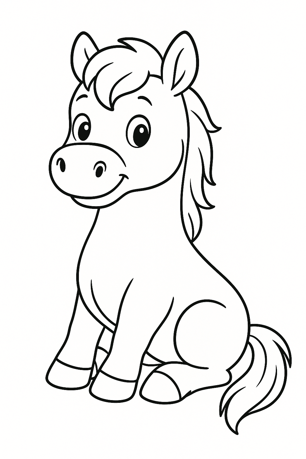 Cute pony coloring page for children