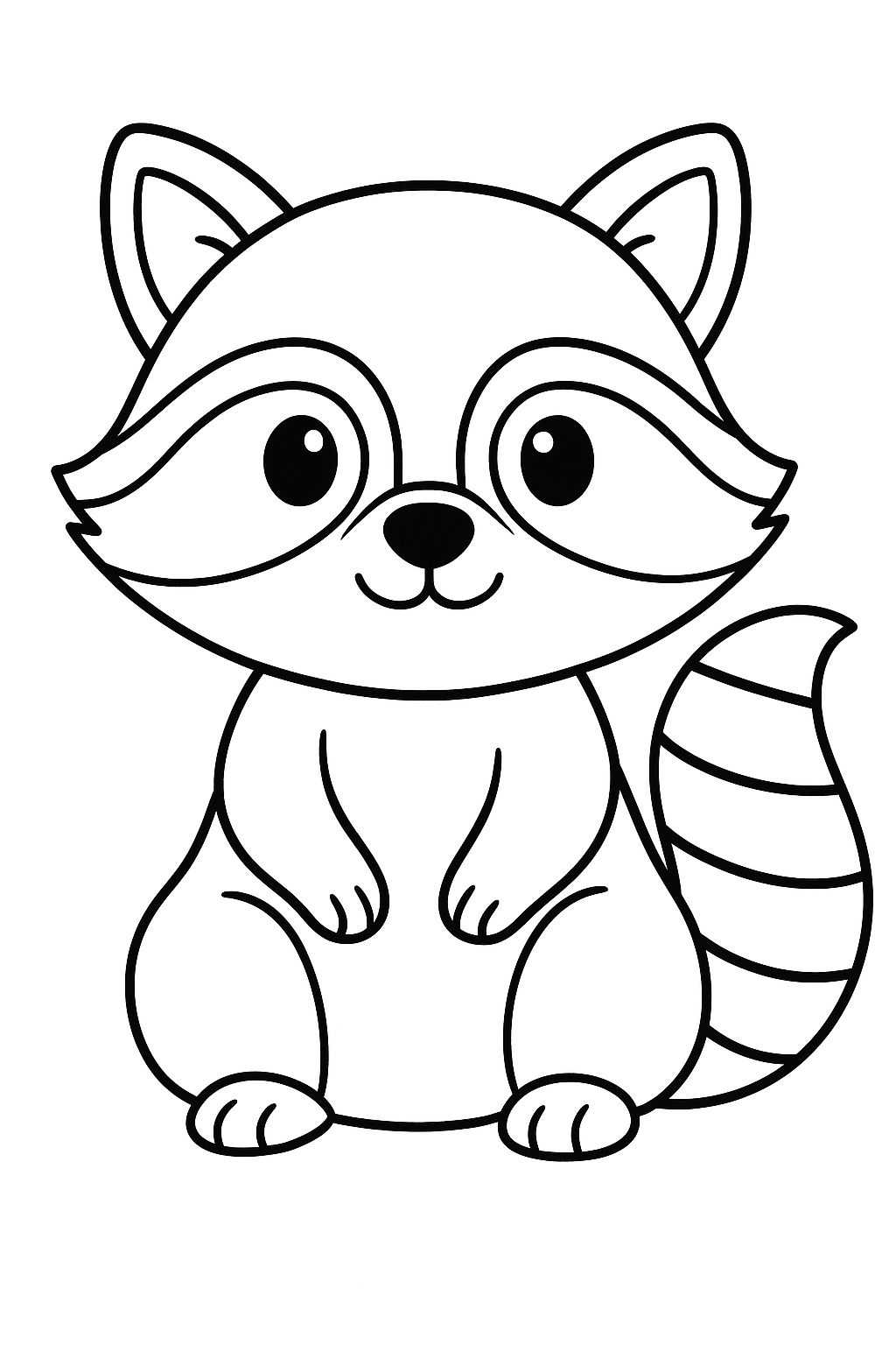 Cute raccoon drawing for coloring