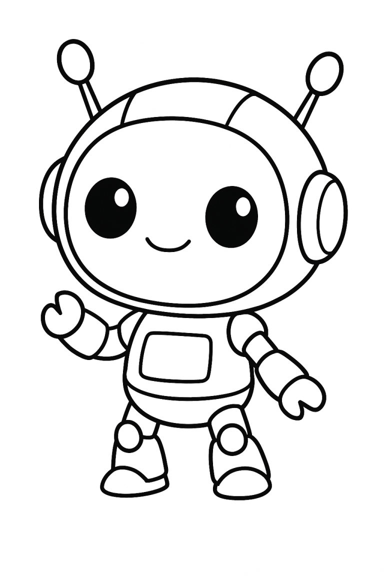 Cute robot outline for coloring