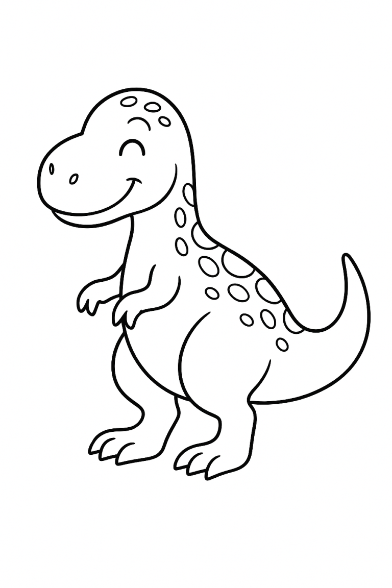 Cute dinosaur coloring page for kids