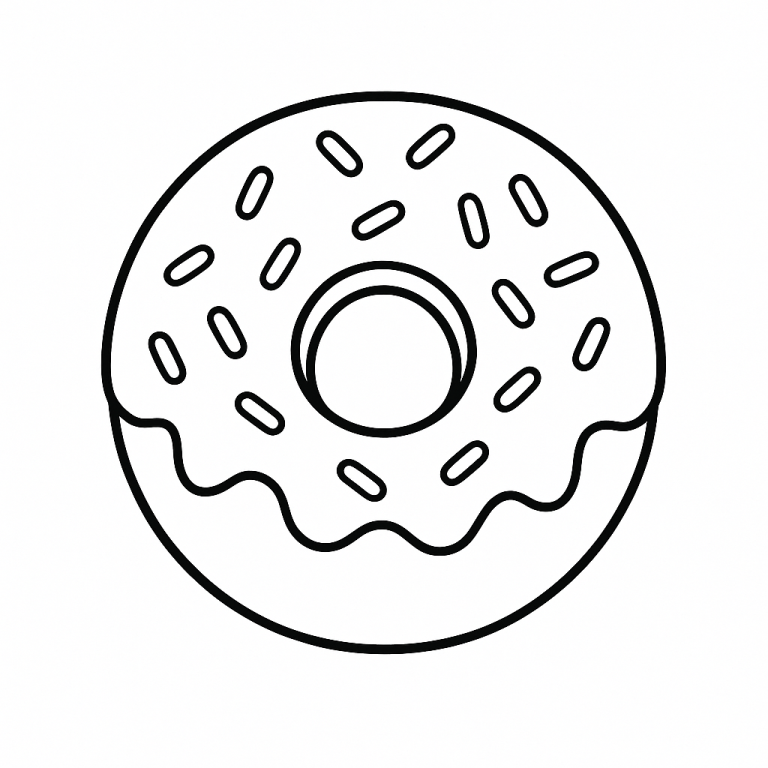 A simple donut coloring page for kids