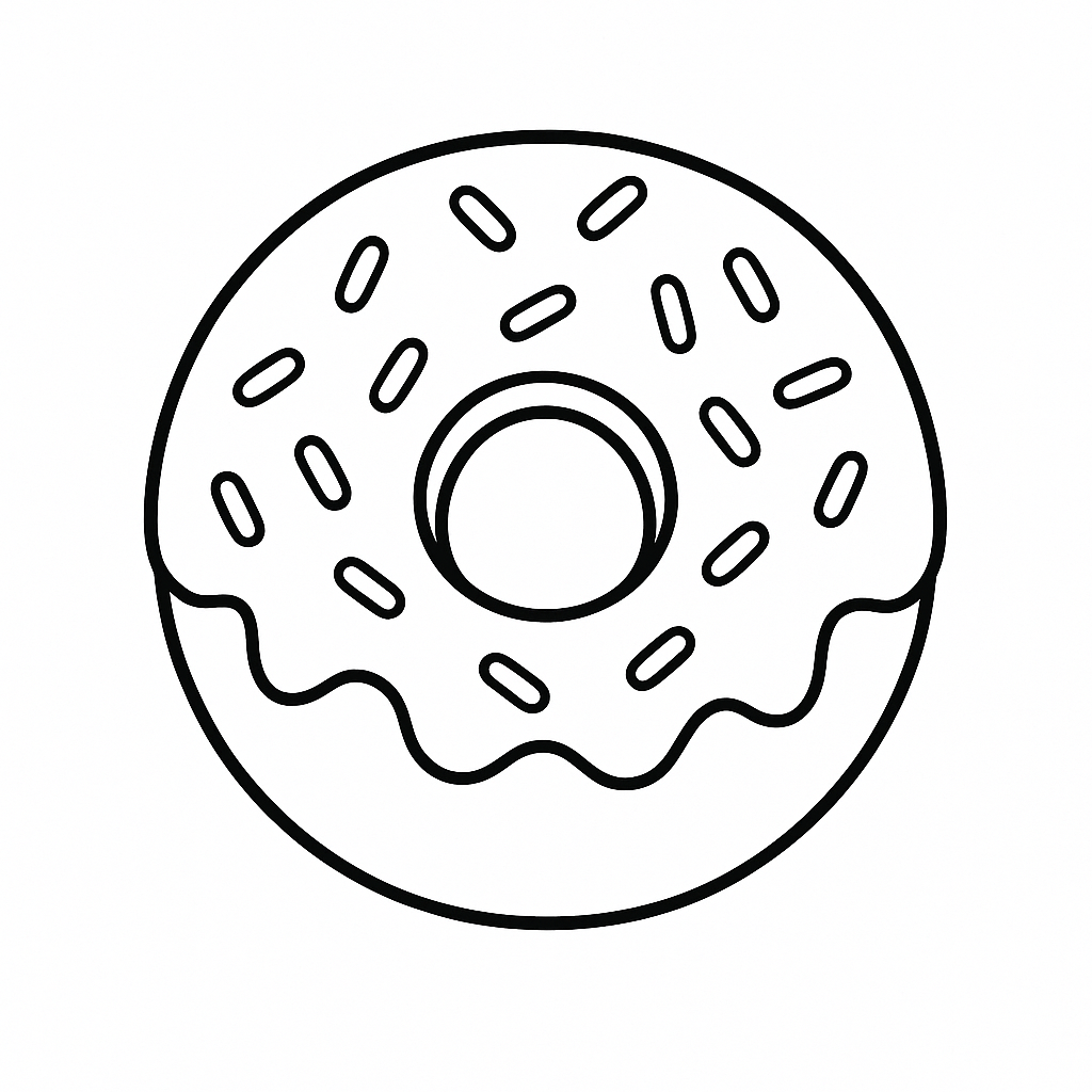 A simple donut coloring page for kids