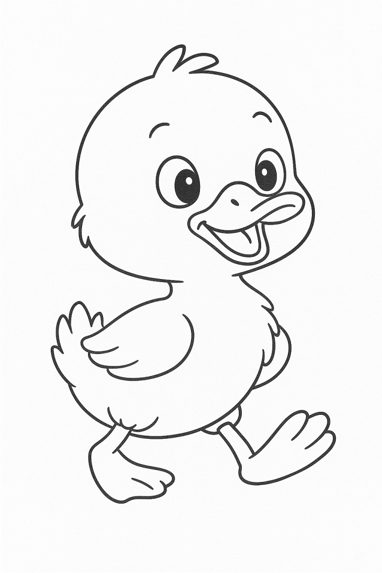 Cute duck coloring page for kids