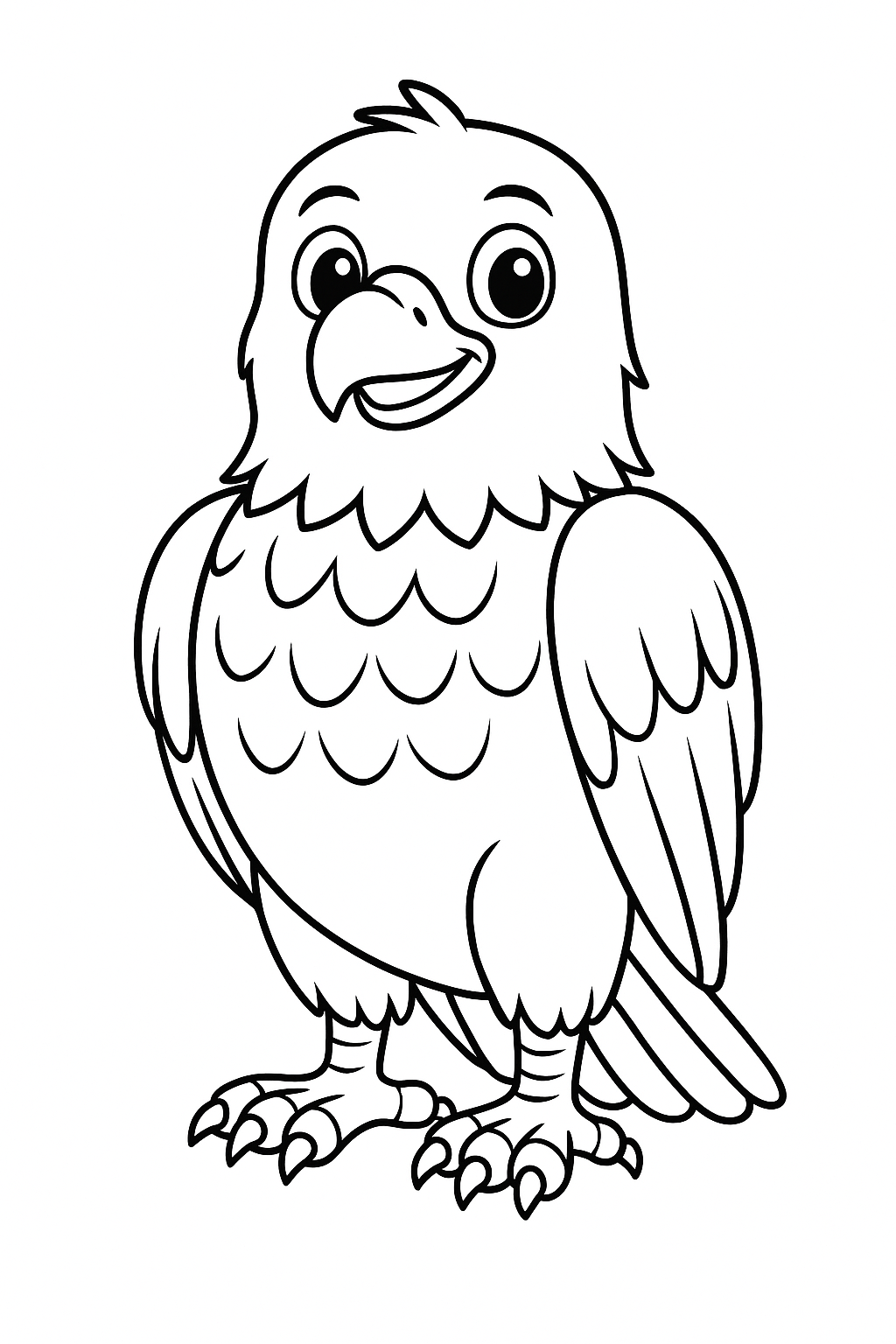 Smiling eagle coloring page for kids