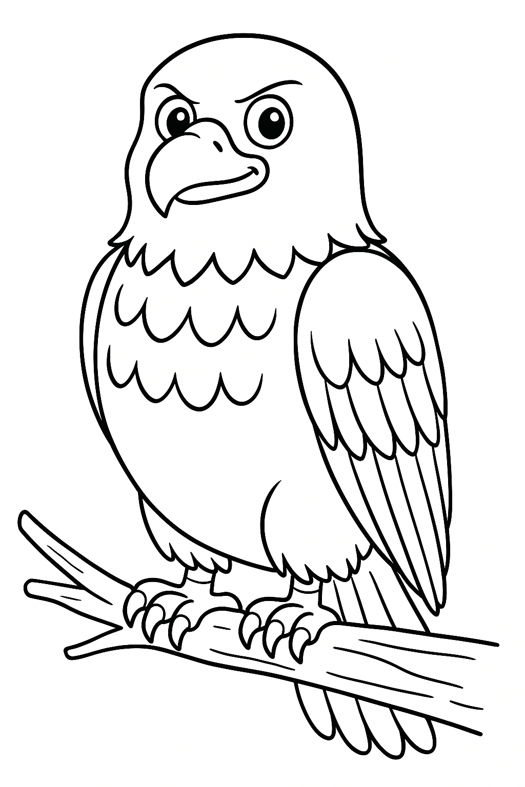 Eagle sitting on branch coloring page