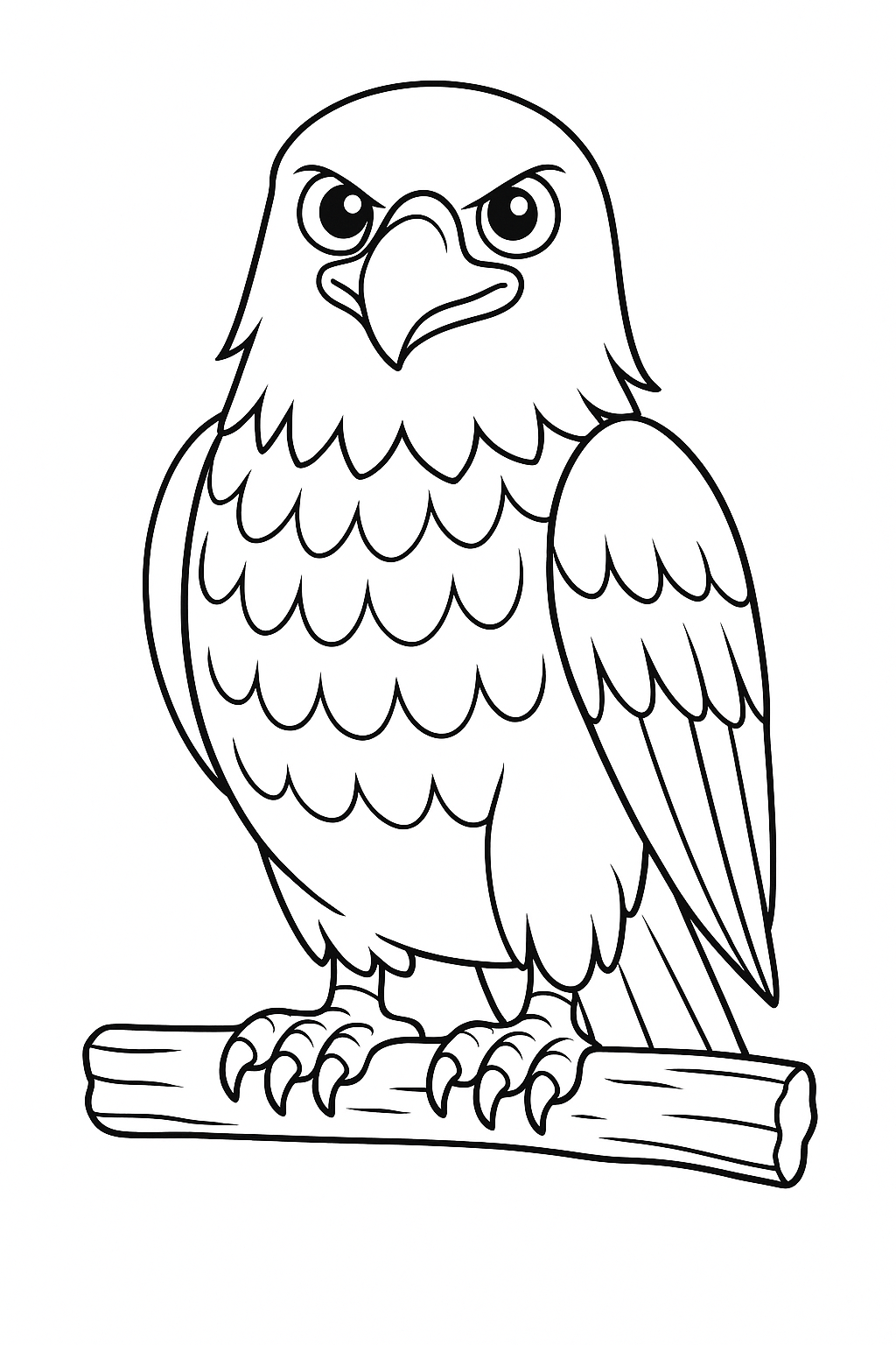 Eagle coloring page featuring a perched eagle.