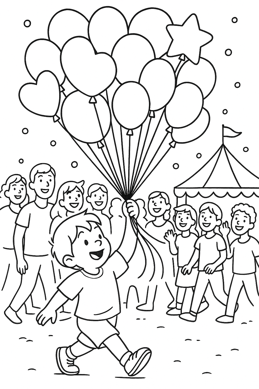 Children enjoying a festival with balloons