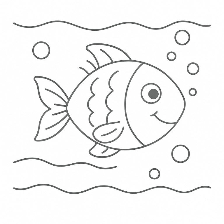 simple fish coloring page for children