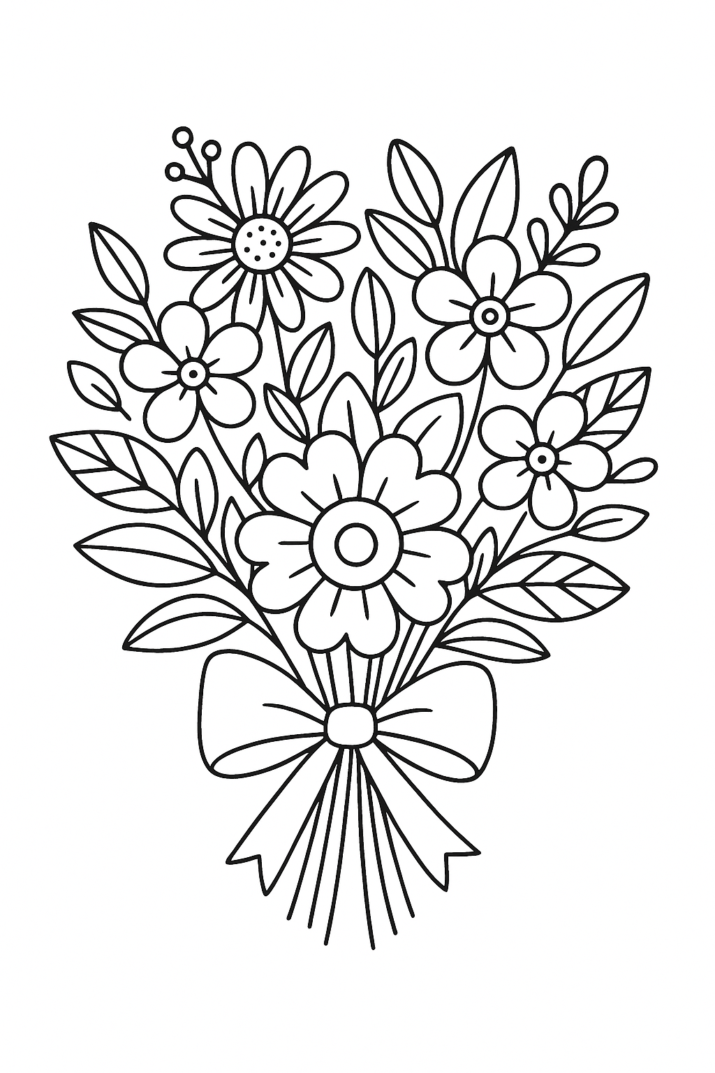 Flower bouquet coloring page for kids