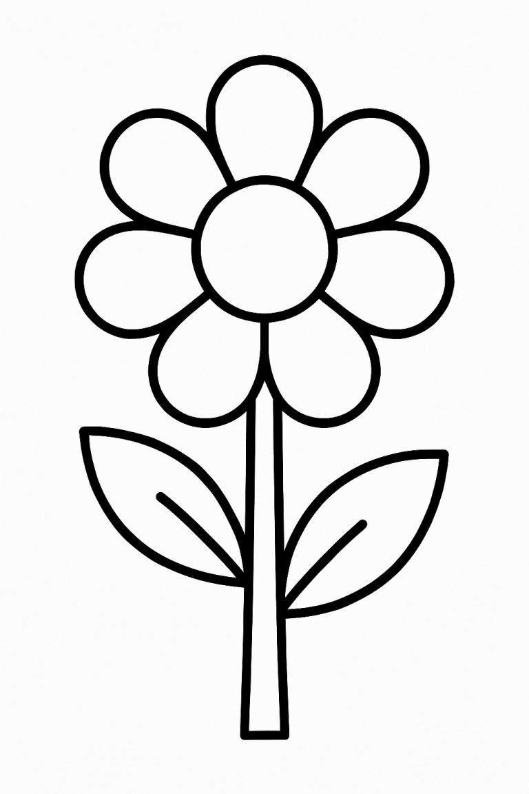 Simple flower coloring page for kids