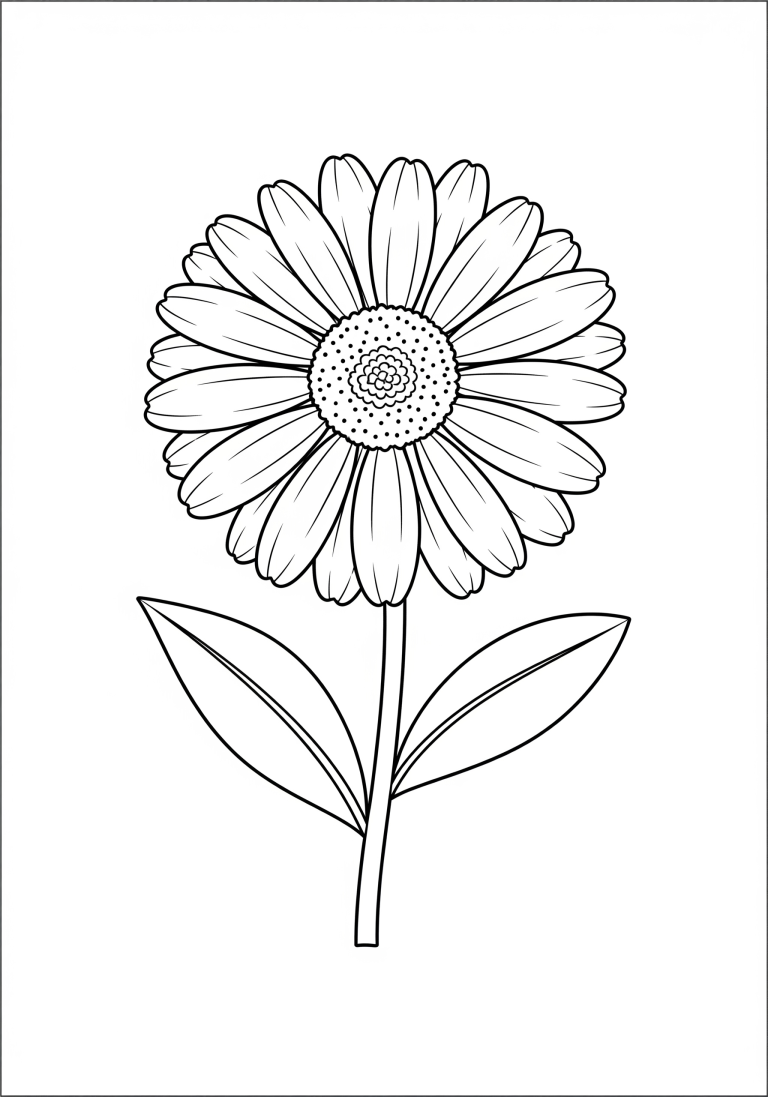 Line drawing of a daisy flower for coloring