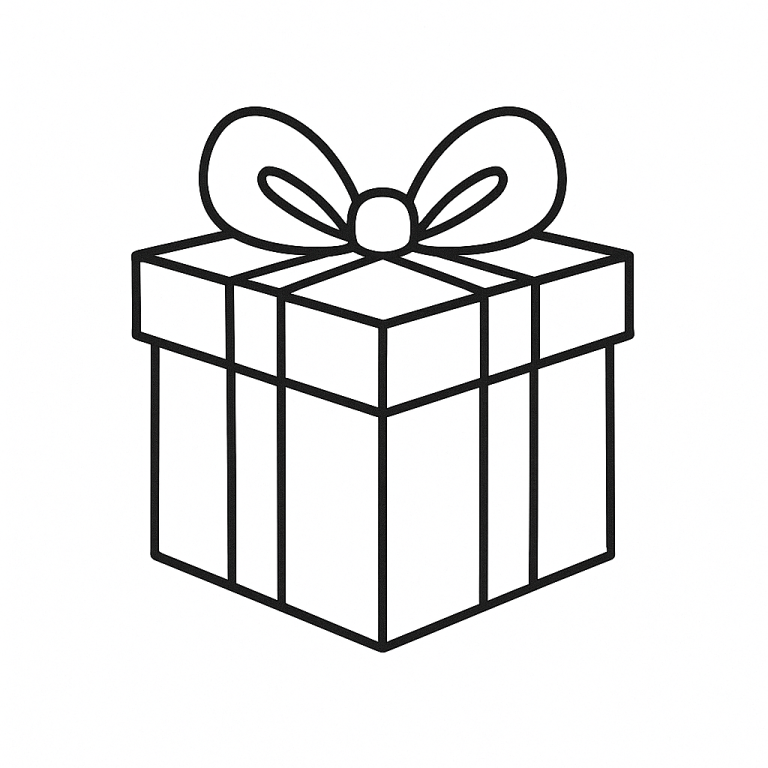 Gift box coloring page with bow