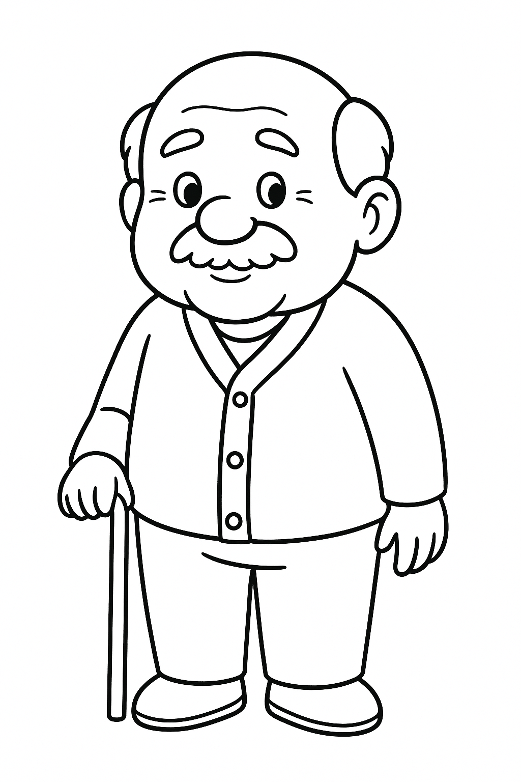 Coloring page of a cartoon grandfather