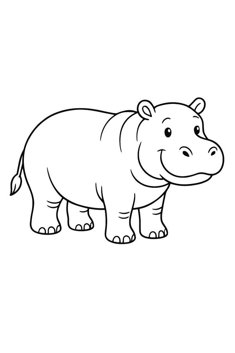 Hippo coloring page for kids