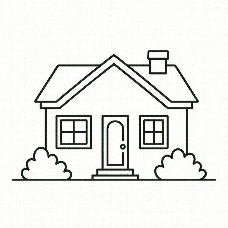 Simple house coloring page for children.