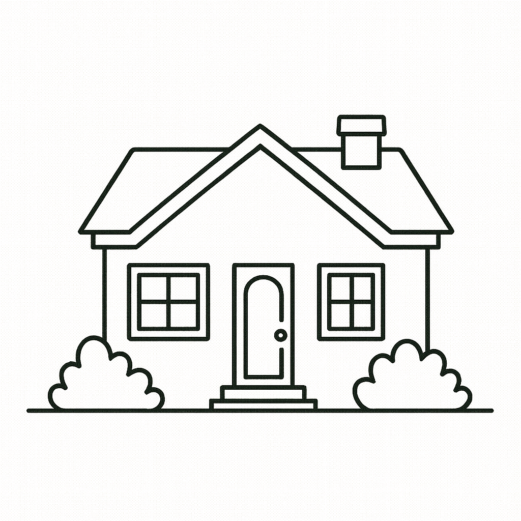 Simple house coloring page for children.