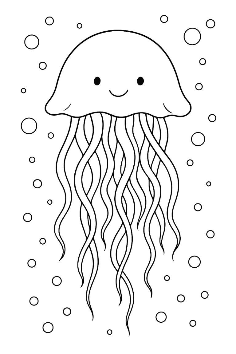 Cute jellyfish coloring page for children