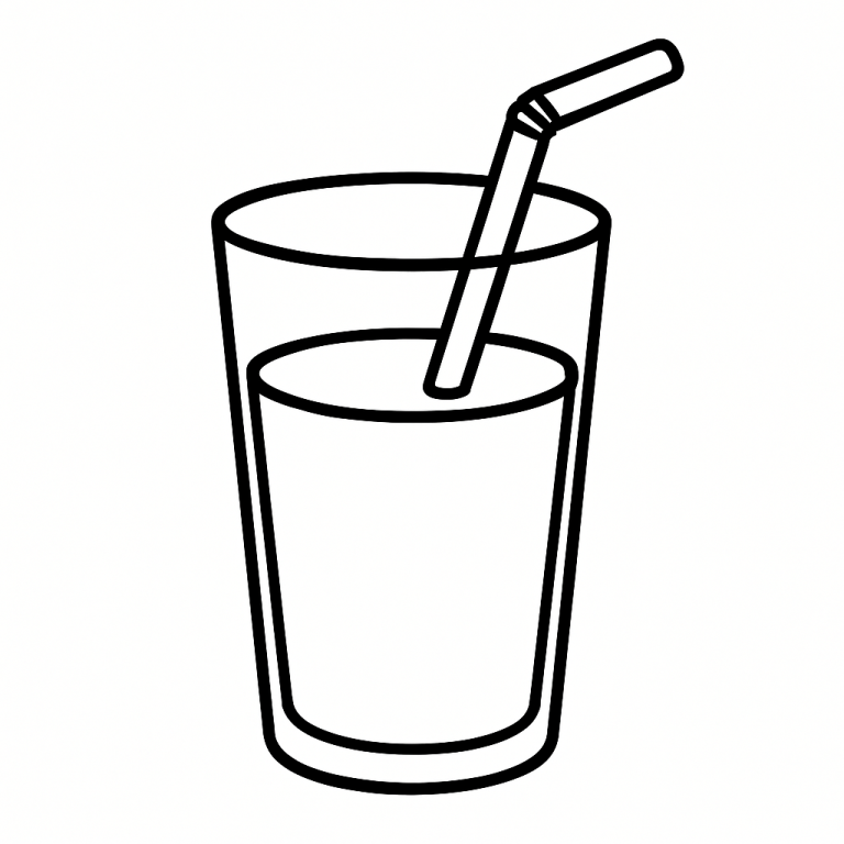 Juice glass with a straw coloring page