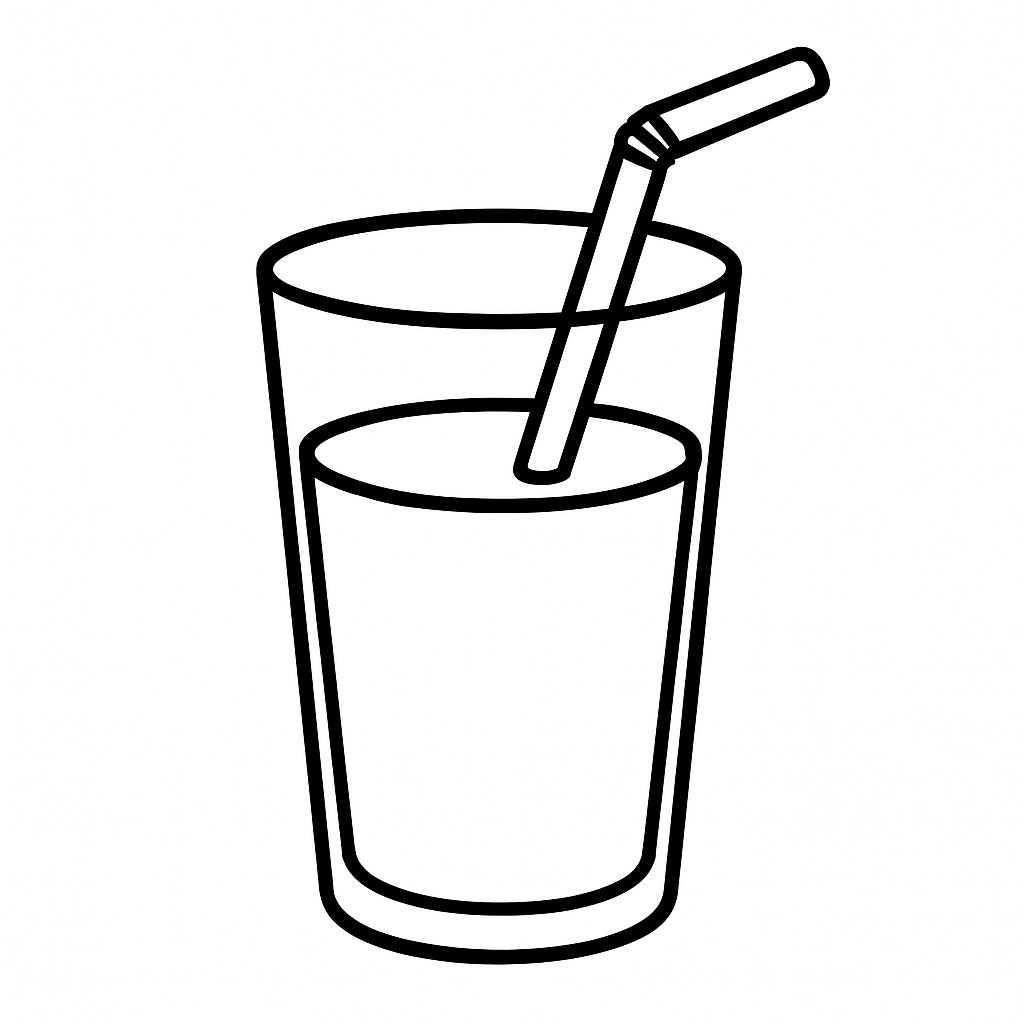 Juice glass with a straw coloring page