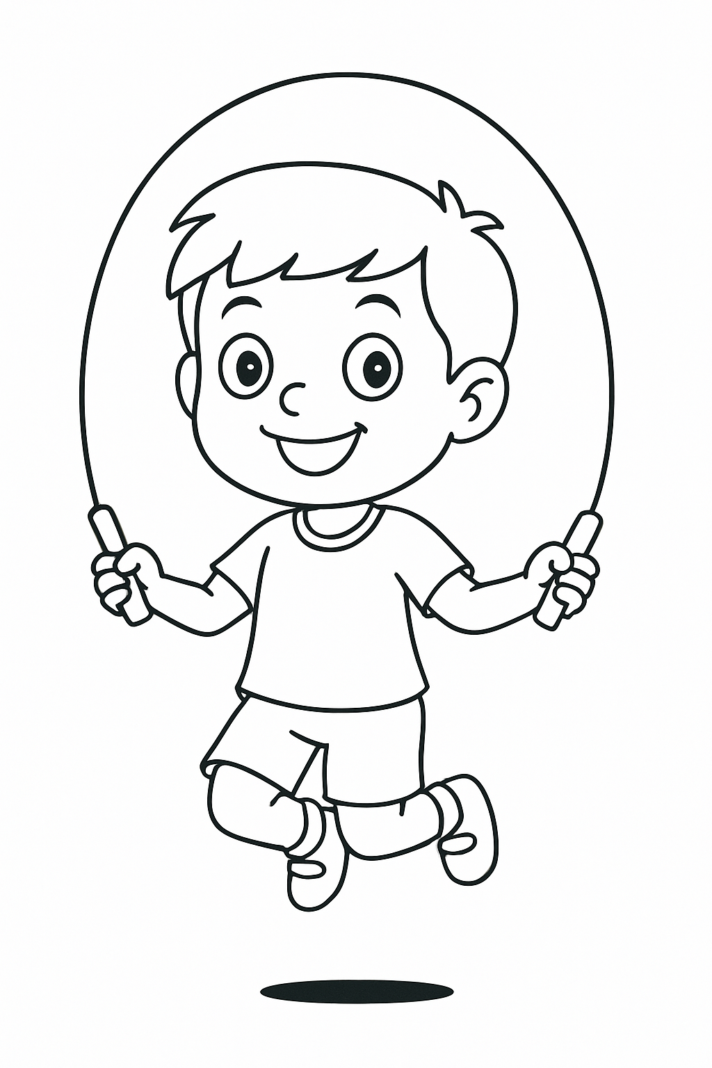 Boy jumping rope coloring page