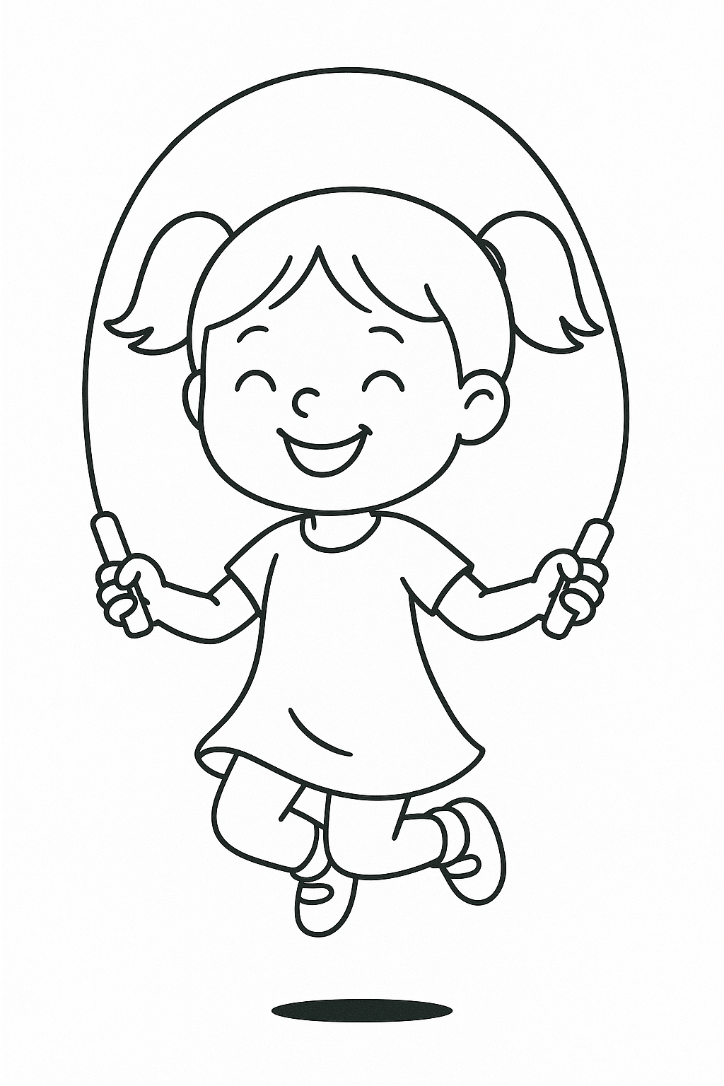 Child jumping rope with joy