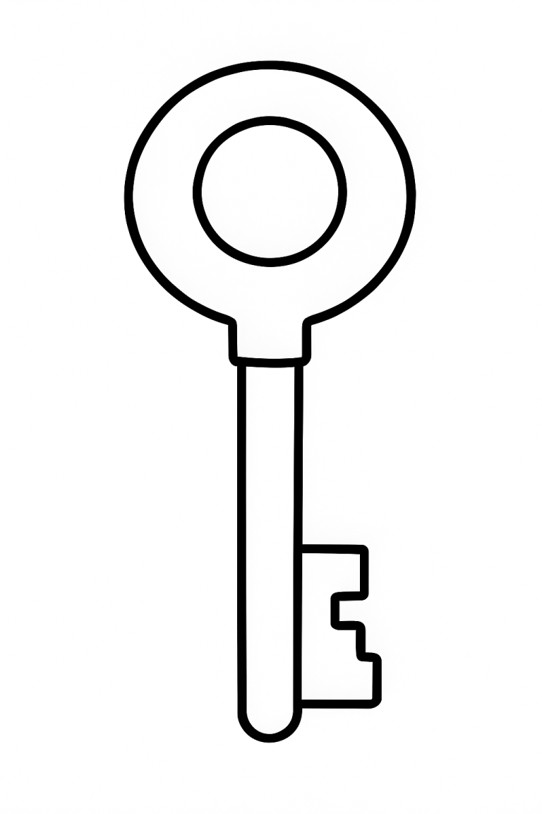 Simple key coloring page for kids