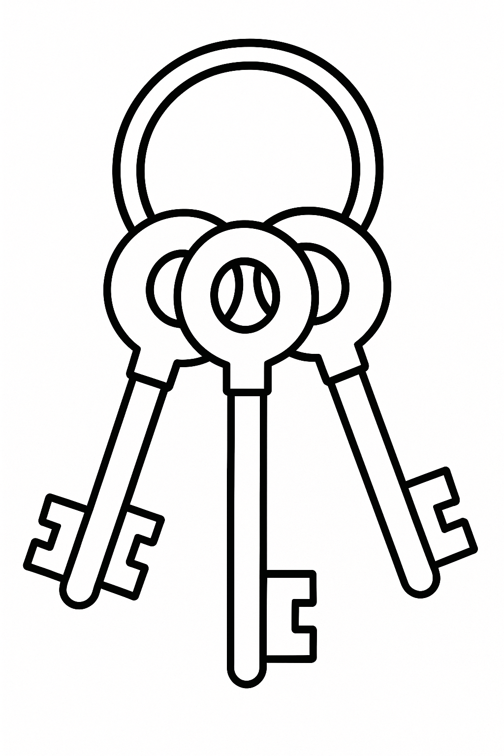 Three keys on a ring coloring page