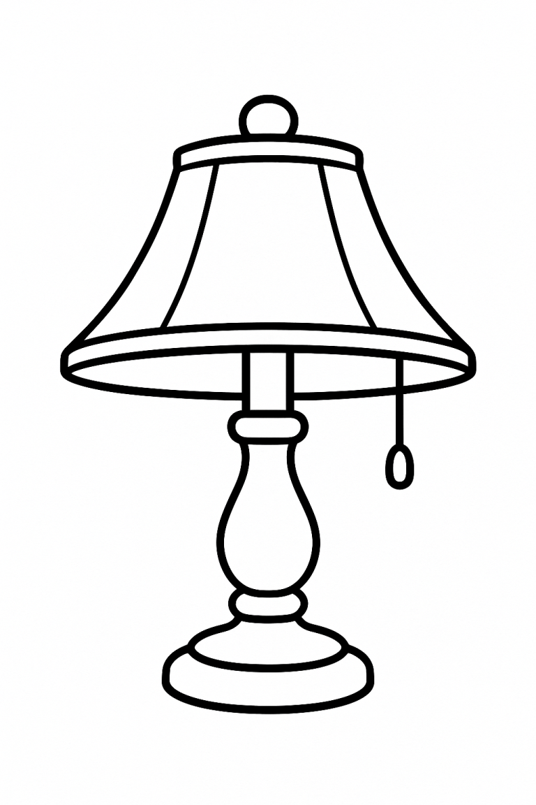 Children's coloring page featuring a lamp