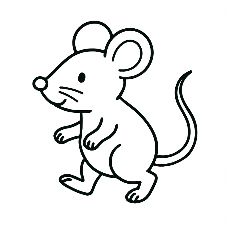 A simple, cute mouse coloring page for kids