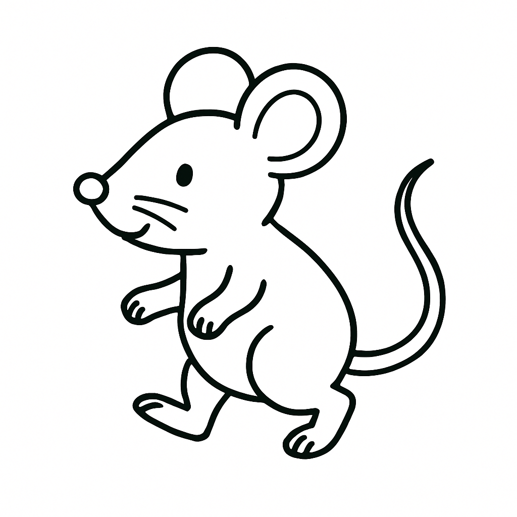 A simple, cute mouse coloring page for kids
