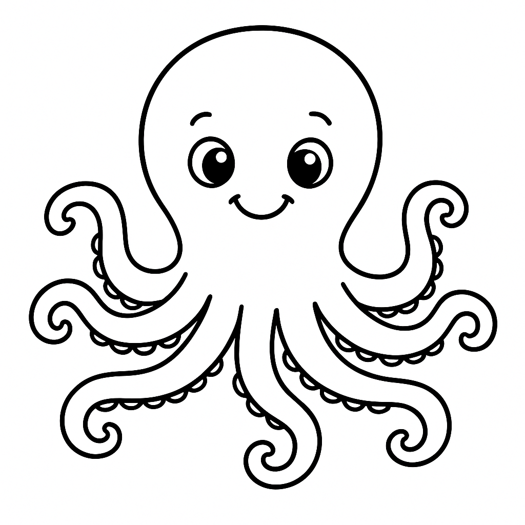 Cute octopus coloring page for kids