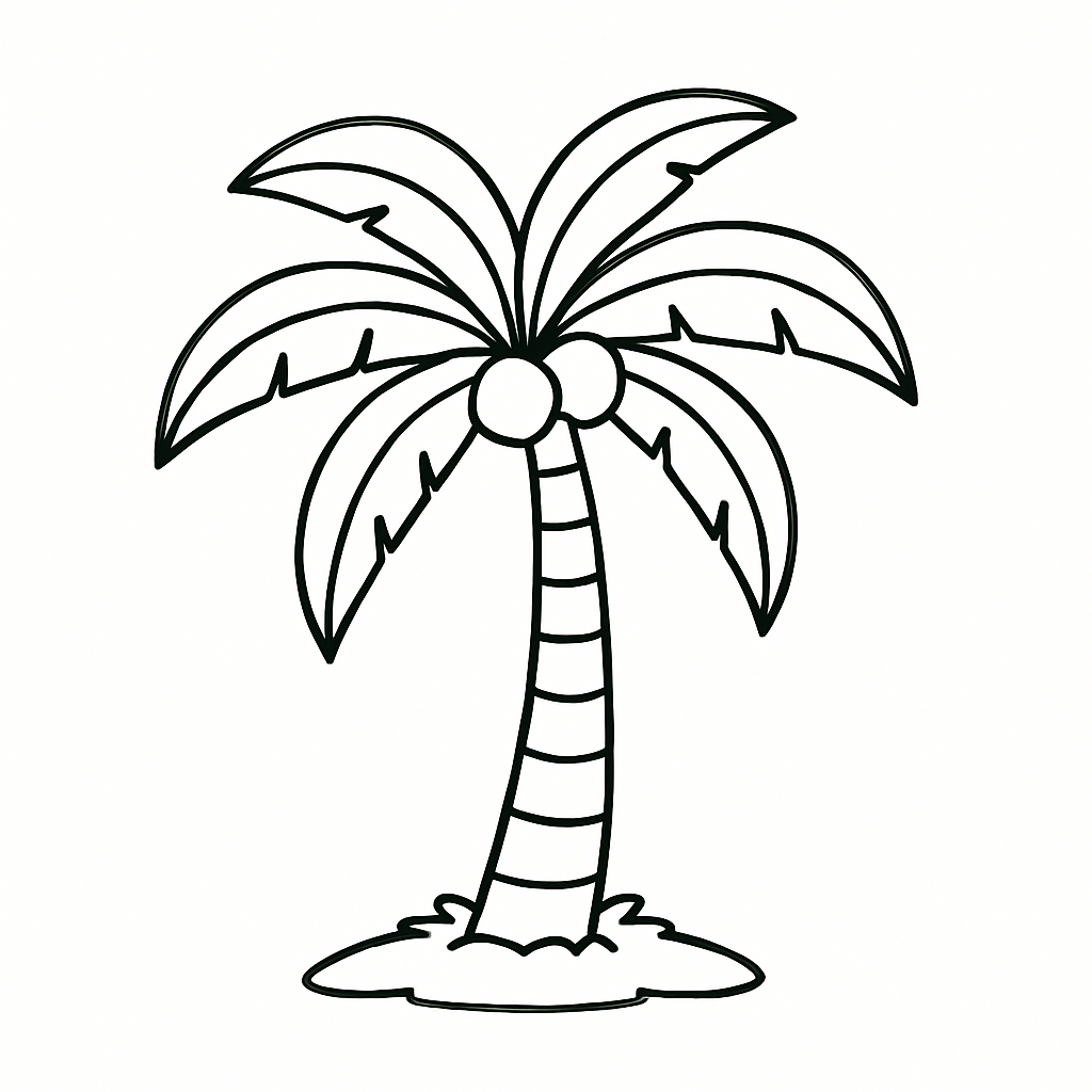 Palm tree coloring page for children