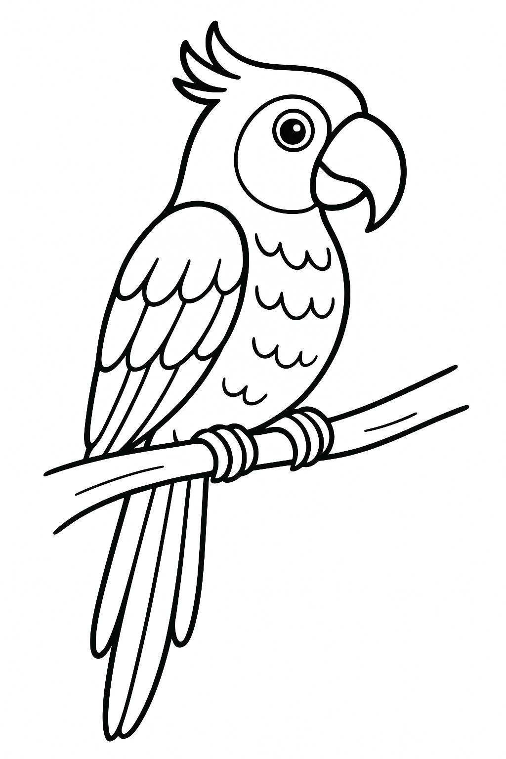 Parrot coloring page with a perched bird