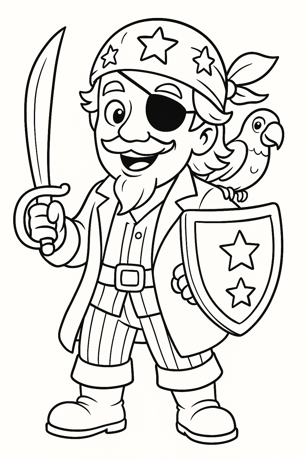 Pirate with a parrot coloring page